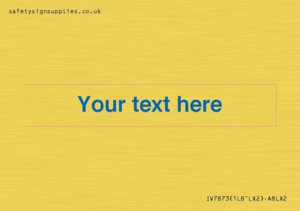 Custom blank information sign. Blue text, plain background